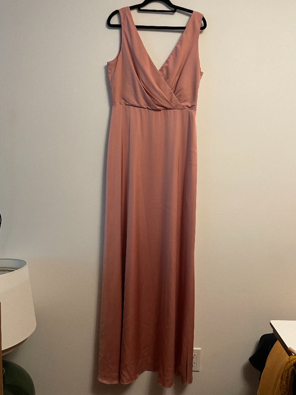 BHLDN x Donna Morgan Sabine Dress Maxi Sleeveless Blush Pink Satin